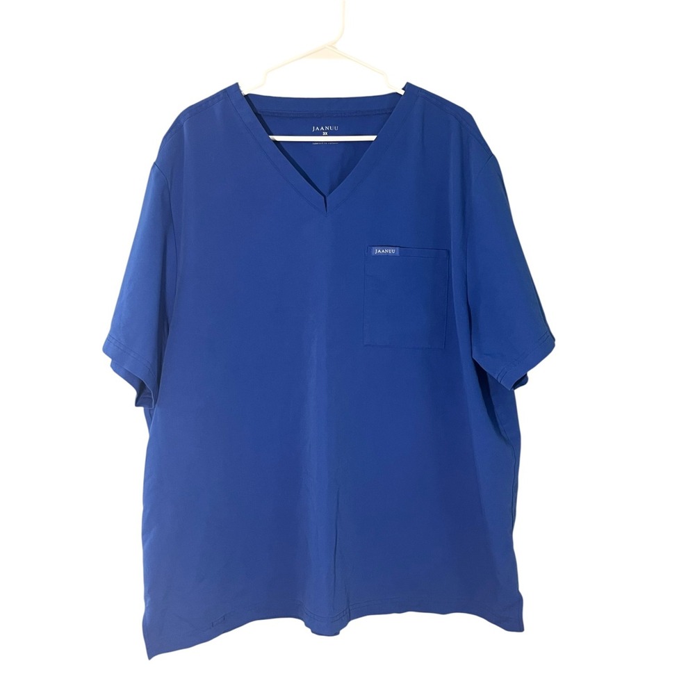 Jaanuu Scrub Top 3X Royal Blue Check Pocket J86032E Women's Medical